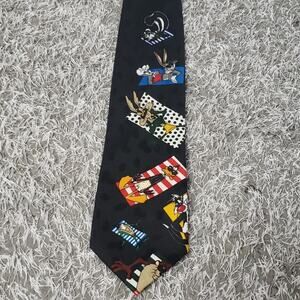 Vintage Warner Bros Tie - Taz, Michigan J. Frog, Sylvester, Daffy, Bugs Bunny